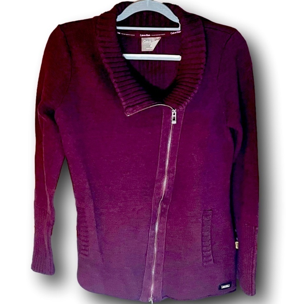 🇺🇸 Calvin Klein Performance sweater burgundy off center zip